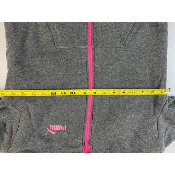 Puma Girls Gray Hoodie With Pink Logo & Sherpa Lining M (10-12) - Picture 7 of 14
